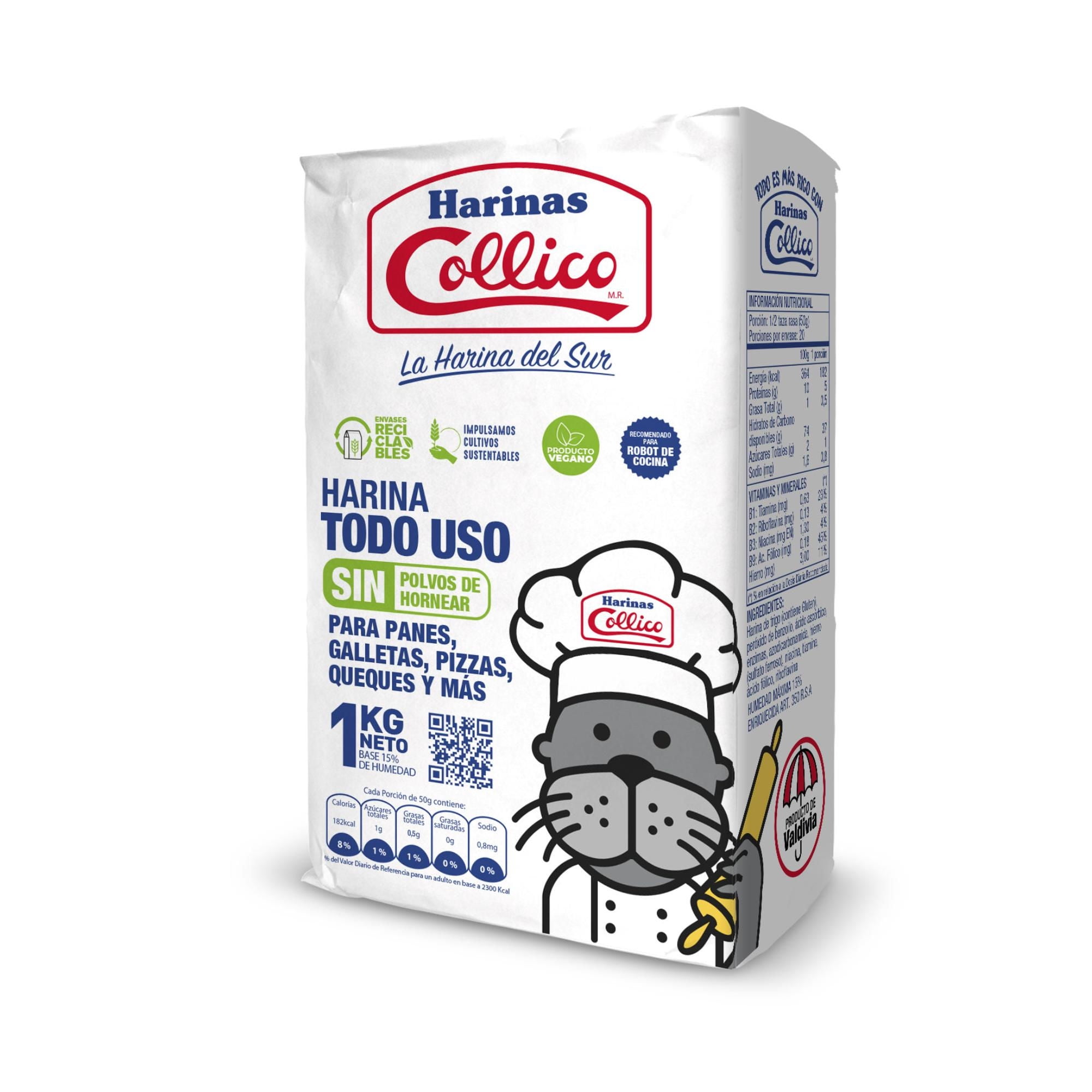 Harina Sin Polvos De Hornear Bolsa 1 kg Collico