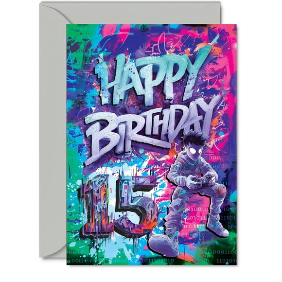 Tarjeta de Cumpleaños Giftzie Epic Gamer 15 años 13x18 cm