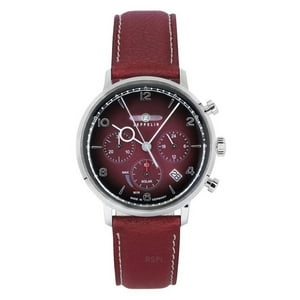 Zeppelin - Reloj Solar Lz129 Hindenburg Chronograph, Correa Vegana, Dial Rojo, Para Hombre - Modelo 80862N
