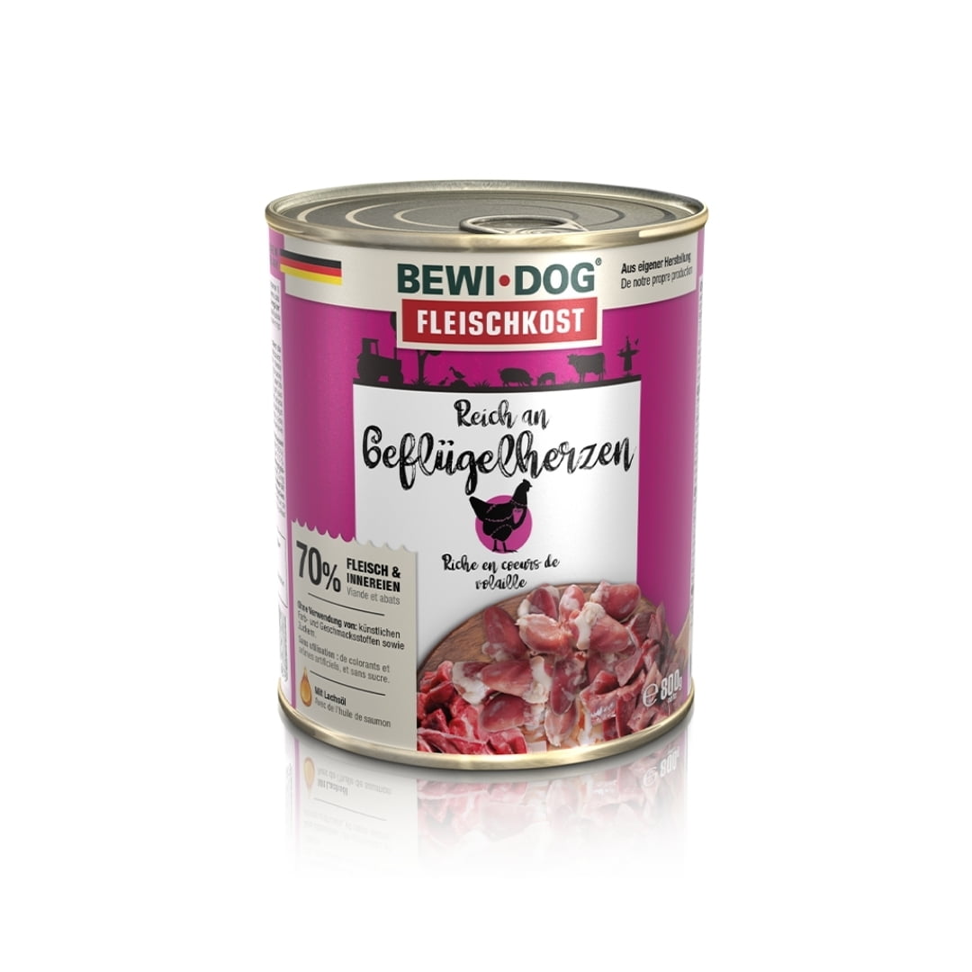 Lata Bewi Dog Perros Adultos Corazones Ave 800 Grs. X 6 Un.