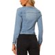 thumbnail image 3 of INSPIRE CHIC Chaqueta Vaquera Recortada de Manga Larga sin Cuello con Botones para Mujer, Regreso a Clases, Azul Claro XS, 3 of 6