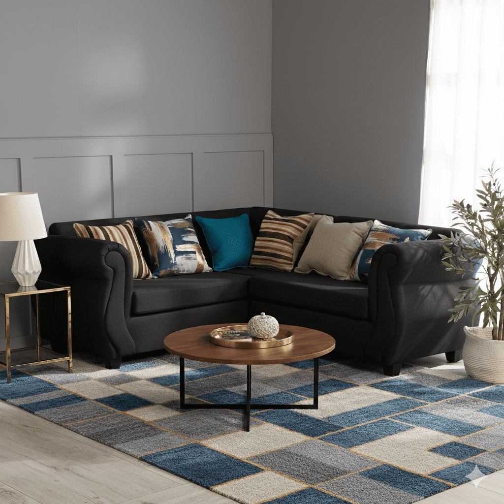 Deco Outlet - Seccional New Milan 3.2 Tela Negro