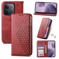 Funda Flip Foxdock Para Xiaomi Redmi 15C , Estilo Billetera Con Diseño Rombo, Correa De Mano Y Soporte, Uso Diario