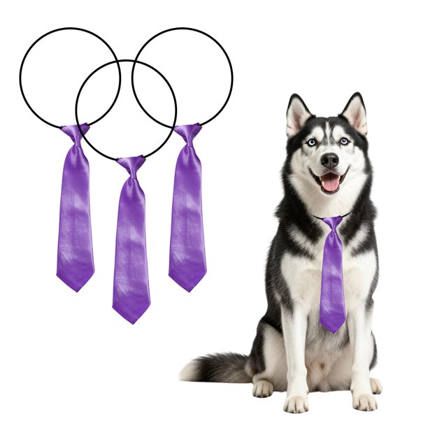 Uxcell Collar de Perro Corbatas de Aseo, Corbatas de Cuello para Perros a Granel Accesorios de Aseo para Collar de Lazo (3 Piezas, Poliéster, Púrpura) para Uso Diario de Mascotas Medianas y Grandes