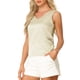 thumbnail image 4 of INSPIRE CHIC Top de Camisola de Satén sin Mangas con Escote en V para Mujer Regreso a Clases, Tanque Sedoso con Tirantes Anchos, Blusa Elegante para Dormir y Descansar XL Beige, 4 of 6