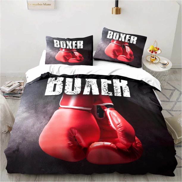Boxing Gloves Boxer Fighting Bedding Set,Duvet Cover Bed Set Quilt Cover Pillowcase, Boys Girls Adults Bed Sheets