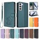 thumbnail image 3 of Funda Billetera con Relieve de Gato para Samsung Galaxy S22 5G, Verde Oscuro, 3 of 6