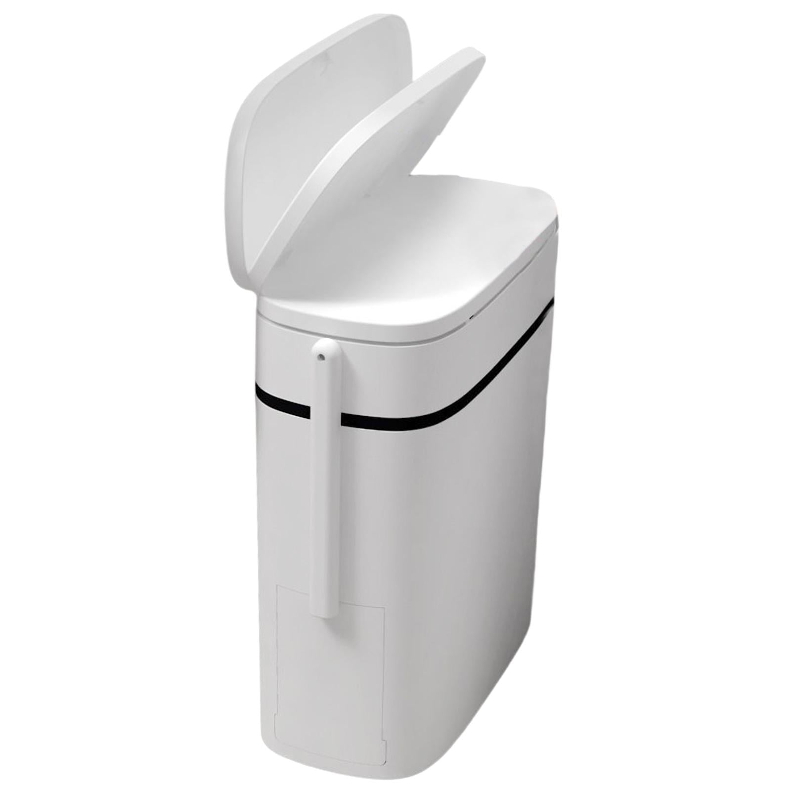 Magideal - Cubo De Basura De 12 L, Con Cepillo De Inodoro, Contenedor De Basura De Doble Delgado, Cubos De Basura Para Baño De Cocina Rv Blanco