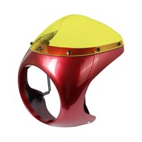 Magideal - Pantalla De De Faro, Parabrisas De Motocicleta, Piezas De Repuesto, Accesorio, Luz De Parabrisas Redondo, Deflector De Viento Para Moto Cafe Rojo Amarillo