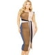 thumbnail image 1 of Saronite Vestido de Punto Acanalado, Suave, Elástico, sin Mangas, con Bloques de Color y Lazo en la Cintura, Azul Sepia (Talla Grande para Mujer), 1 of 2