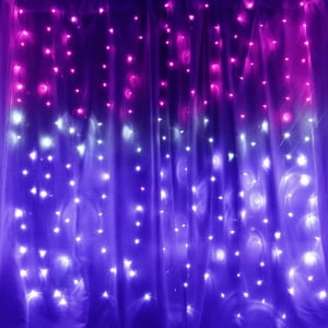 Luces De Cortina Cozitech Rosa Y Morado Degradado Para Decoración De Dormitorio