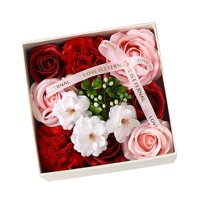 Magideal - Jabón De Flores Con De Jabón Romántico, Perfumado Floral, Caja De Flores De Jabón, Para El Cumpleaños Del Día De La Madre De Acción De Gracias , Rojo