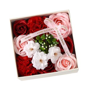 Magideal - Jabón De Flores Con De Jabón Romántico, Perfumado Floral, Caja De Flores De Jabón, Para El Cumpleaños Del Día De La Madre De Acción De Gracias , Rojo