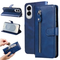 Gangxun - Funda Con Cremallera Para Samsung Galaxy S25 Edge, Carcasa Cartera De Cuero Pu Con Soporte Y Tarjetero