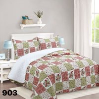 Genérico - Cubrecama Sherpa 1 1/2 Plazas - Cuadrille Rosas M903