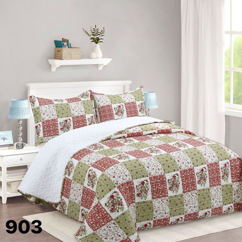 Genérico - Cubrecama Sherpa 1 1/2 Plazas - Cuadrille Rosas M903