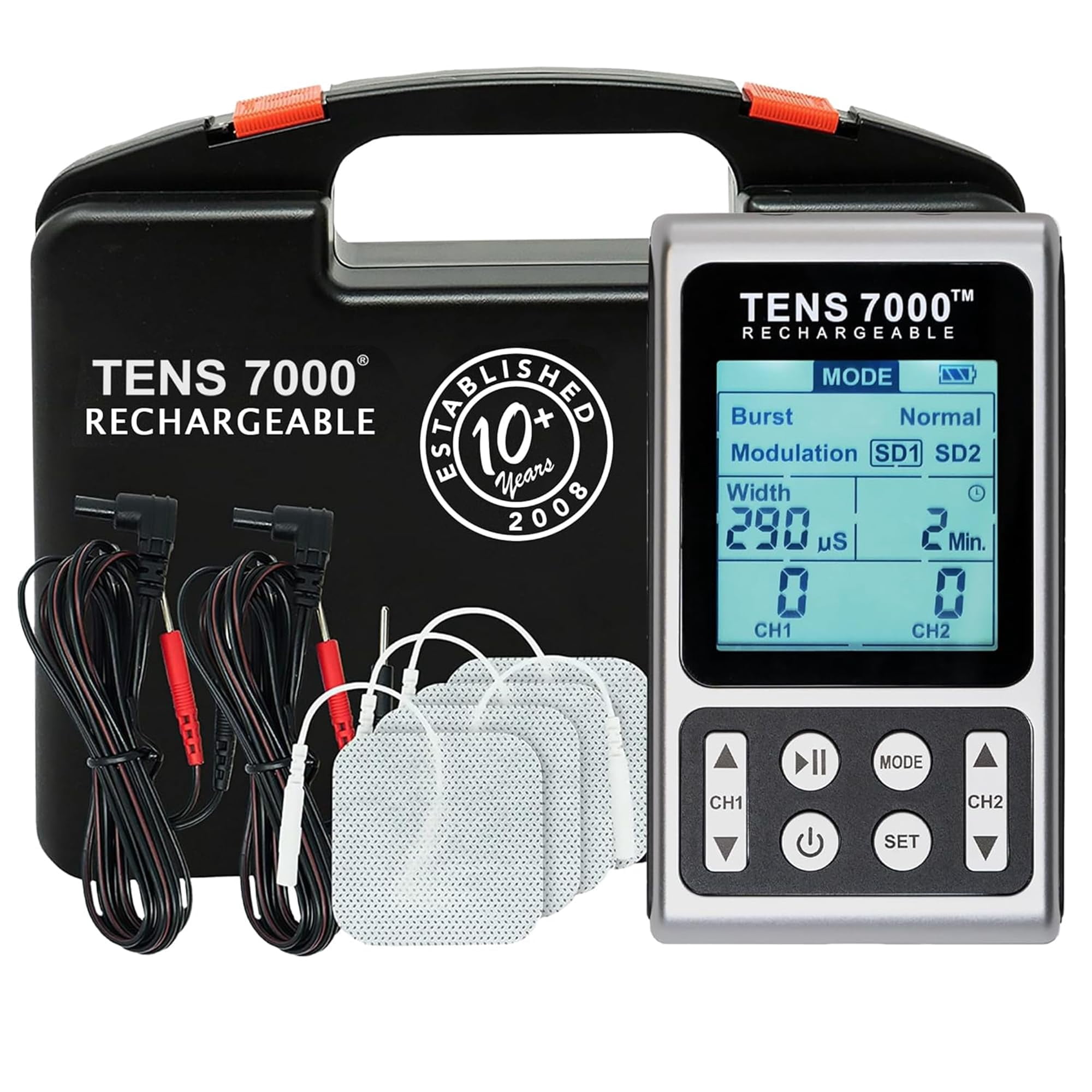 Estimulador Muscular Tens 7000 Recargable Para Alivio Del Dolor