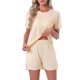 thumbnail image 1 of INSPIRE CHIC Conjunto de Pijama para Mujer con Manga Corta, Top con Sujetador Incorporado y Pantalones Cortos, Ropa de Dormir Cómoda con Bolsillos L Beige, 1 of 6
