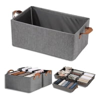 Genérica - 3 X Bolsas Organizador Ropa Caja Plegable Asa Almacenamiento Gris Oscuro Liso
