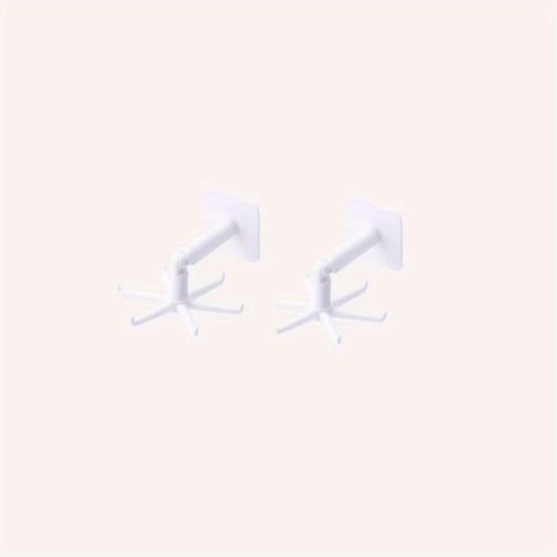 2pcs Rotary Hooks, Wall-Mounted 360 Degree Traceless Hanging Hooks, Home Punch-Free Adhesive Hooks For Kitchen And Bathroom