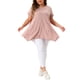 thumbnail image 2 of Agnes Orinda Mujeres Tallas Grandes Escuela Universidad Túnica Tops Verano Cuello Redondo Flowy Swing Suelto Manga Corta Camiseta de Punto Blusa Casual 2X Rosa, 2 of 5