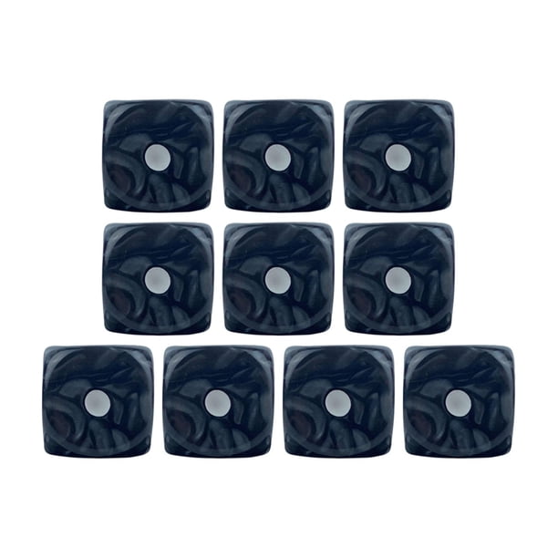 10 Uds. Dados de 6 lados, dados de 16mm, suministros para fiestas, dados de juego, juguete de enseñanza de matemáticas para restaurante, juego de , negro