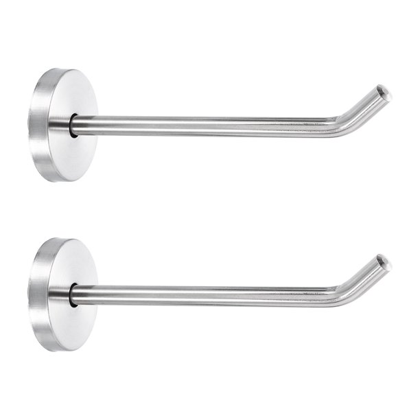 Uxcell 2 Paquete de Ganchos para Abrigos de 4.7 Pulgadas, Gancho de Montaje en Pared de Acero Inoxidable de Nariz Larga, Perchas para Batas y Toallas, Tono Plateado