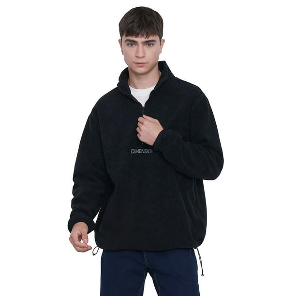Polerón Polar Hombre Print Half Zipper Negro Corona