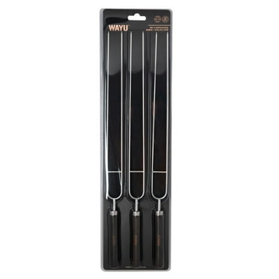 Set De Anticuchos Acero Inoxidable 3 Piezas Café - Plateado  Wayu