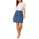 thumbnail image 2 of INSPIRE CHIC Falda de Mezclilla para Mujer Regreso a Clases Línea A Cintura Alta Botones al Frente Falda Casual de Jean Azul M, 2 of 8