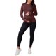 thumbnail image 2 of INSPIRE CHIC Camiseta de maternidad ajustada elástica de manga larga con agujeros para los pulgares, cuello redondo, camiseta de yoga para embarazo, talla S, rojo oscuro, 2 of 6