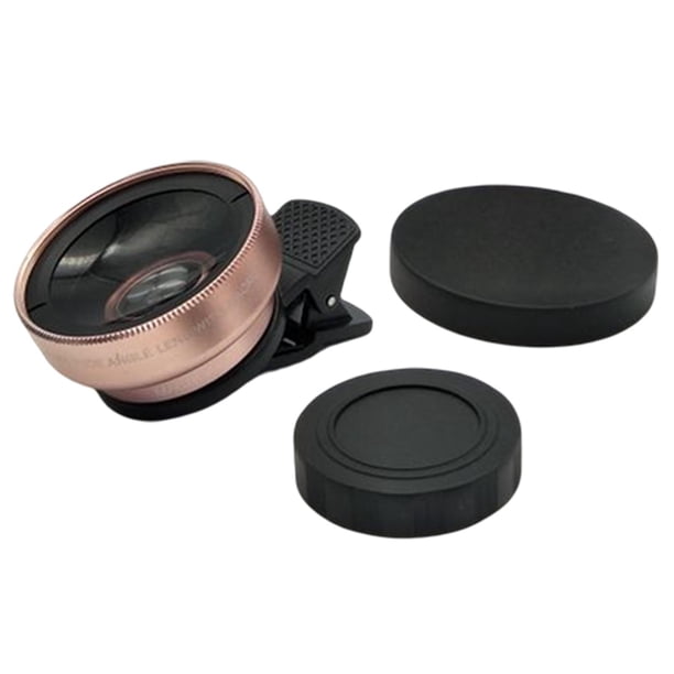 Kit de lentes universales para teléfono, kit de lentes portátiles con microlente gran de 0, con bolsa de almacenamiento, sin esquinas , Oro rosa