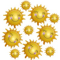 Uy - Set De Globos De Aluminio Con Estampado De Sol Dorado, Sol De Verano, Fiesta De Cumpleaños, 10 Unida