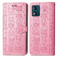 Funda Cartera Foxdock Para Moto E13 , Flip Pu Con Relieve De Gatos Y Perros, Tarjetero Y Soporte
