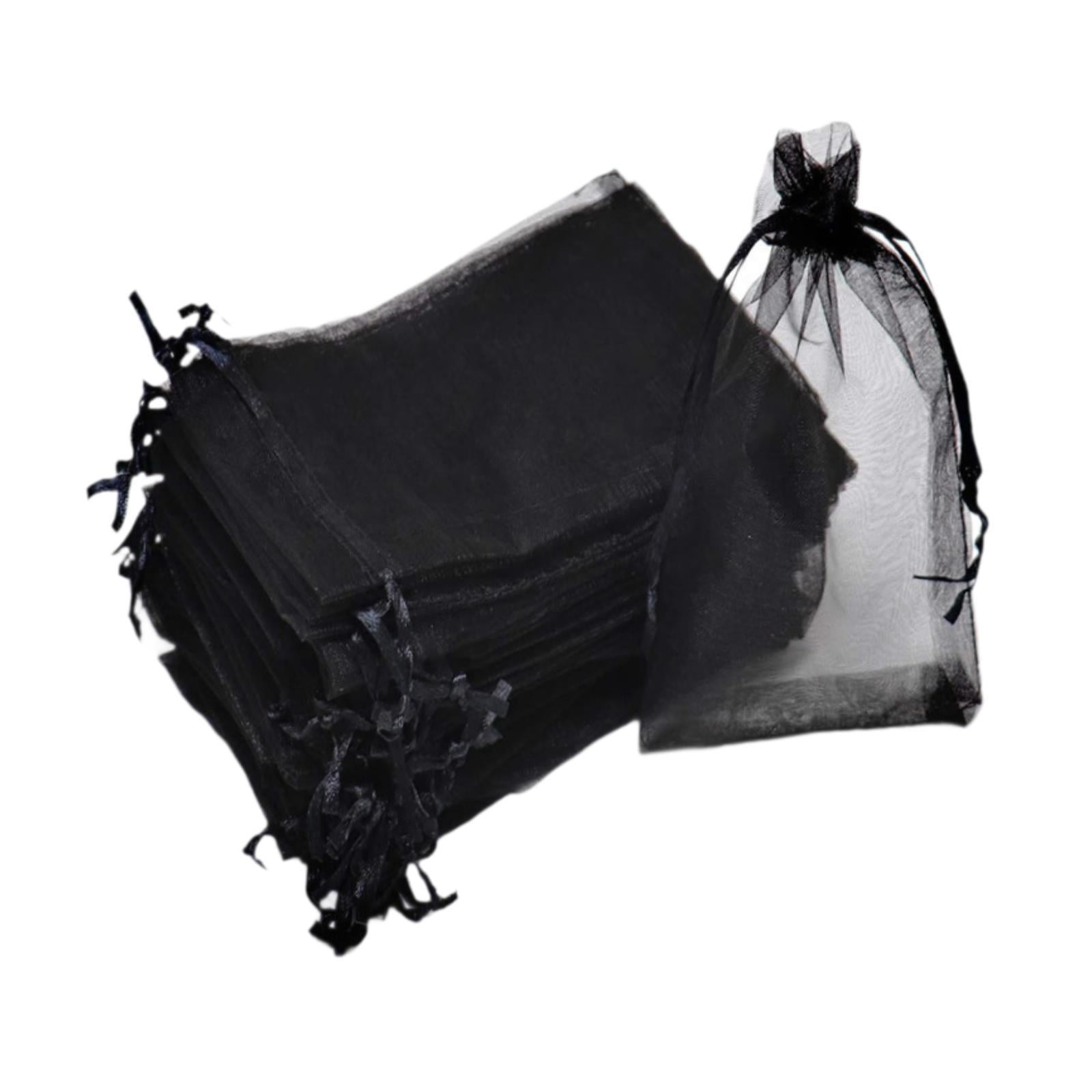 Bothyi - 100x Bolsas De Organza Reutilizables Para Bodas, Cumpleaños, Regalos De Fiesta, Navidad, Color Negro