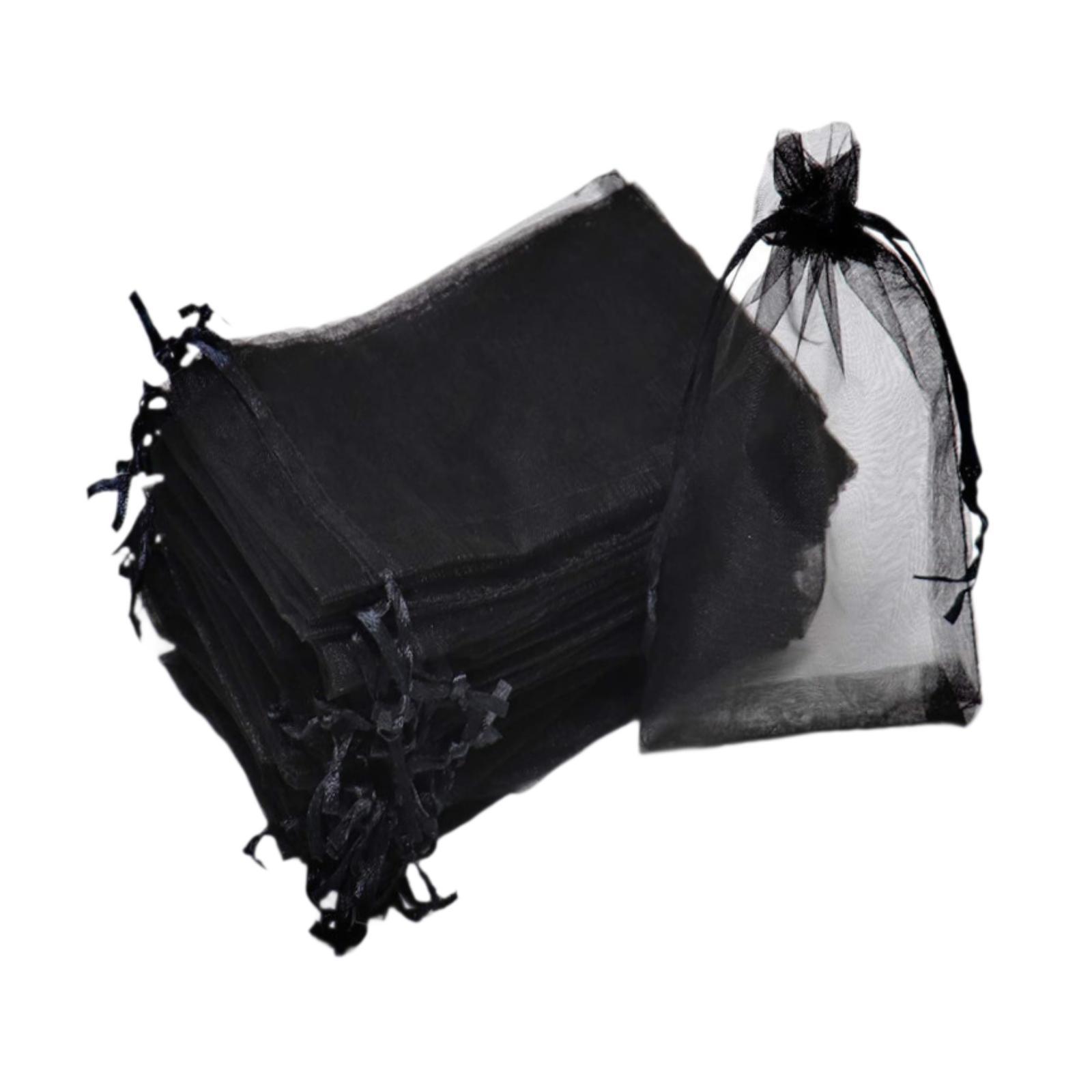 Bothyi - 100X Bolsas De Organza Reutilizables Para Bodas, Cumpleaños, Regalos De Fiesta, Navidad, Color Negro