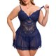 thumbnail image 1 of INSPIRE CHIC Lencería de Talla Grande para Mujeres Encaje Cuello en V Malla Ropa de Dormir Transparente Camisón sin Mangas XL Azul, 1 of 5