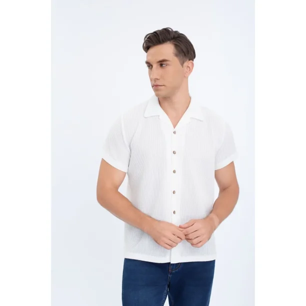 Camisa Hombre Texturizada Fit Verano Fashion Calidad 0172