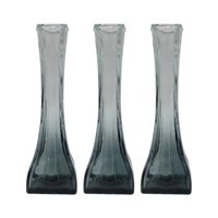 Fliperex - Set 3 Floreros Decorativos De Vidrio Pequeño Tonalidad Humo Gris Oscuro