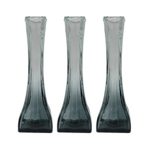 Fliperex - Set 3 Floreros Decorativos De Vidrio Pequeño Tonalidad Humo Gris