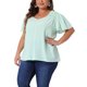 thumbnail image 4 of Agnes Orinda Blusa de Gasa de Verano con Cuello en V y Mangas con Volantes para Mujer de Talla Grande 1X Verde Claro, 4 of 6