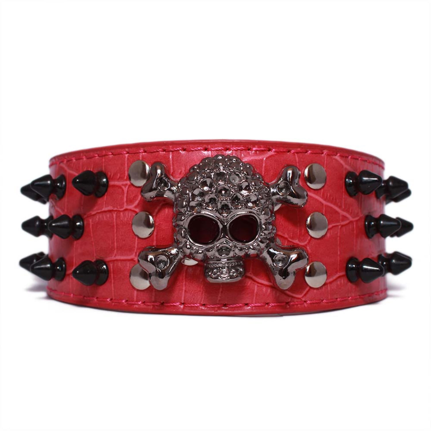 Collar Perro Calavera Puntas Redondas 2xl Fucsia Mascan