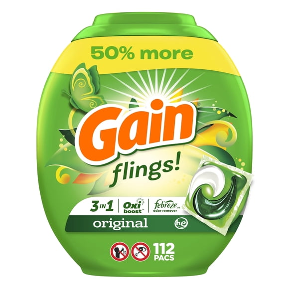 Detergente para ropa Pacs Gain FLINGS Original Scent 112 unidades