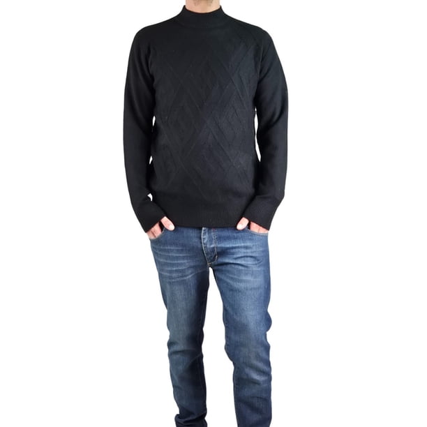 Sweater Tejido Hombre Algodon Cuello Redondo Textura Colores 7186