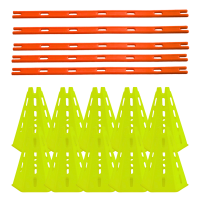 Linea Sport - Set De 10 Conos Hexagonales 30 Cm Con Orificio Y 5 Barras 80 Cm