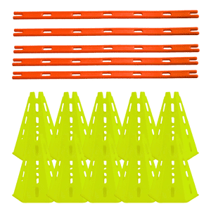 Linea Sport - Set De 10 Conos Hexagonales 30 Cm Con Orificio Y 5 Barras 80 Cm