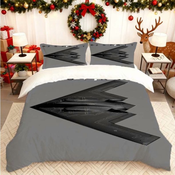 B2 Stealth Bomber Art Print Duvet Cover Set Soft and Comfortable for All Seasons Essential for Home Bedrooms and Guest Rooms Perfect Gift for Family and Friends