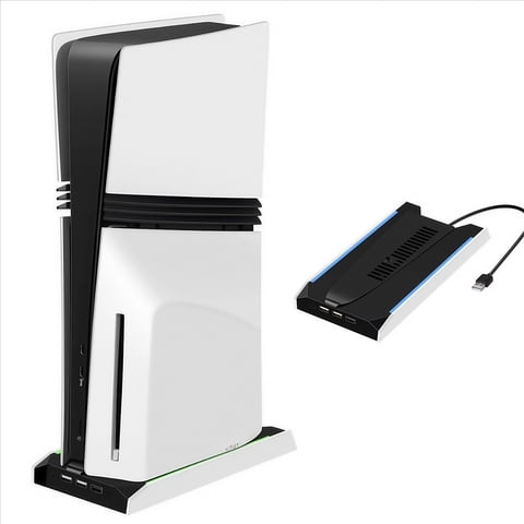 Soporte Vertical Y Ventilador De Enfriamiento Aaronmei Para Consola Playstation 5 Pro/Slim Negro Blanco