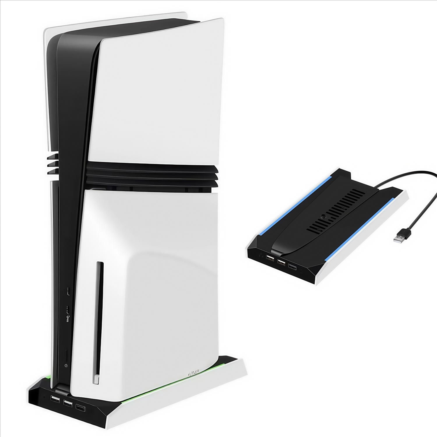 Soporte Vertical Y Ventilador De Enfriamiento Aaronmei Para Consola Playstation 5 Pro/Slim Negro Blanco