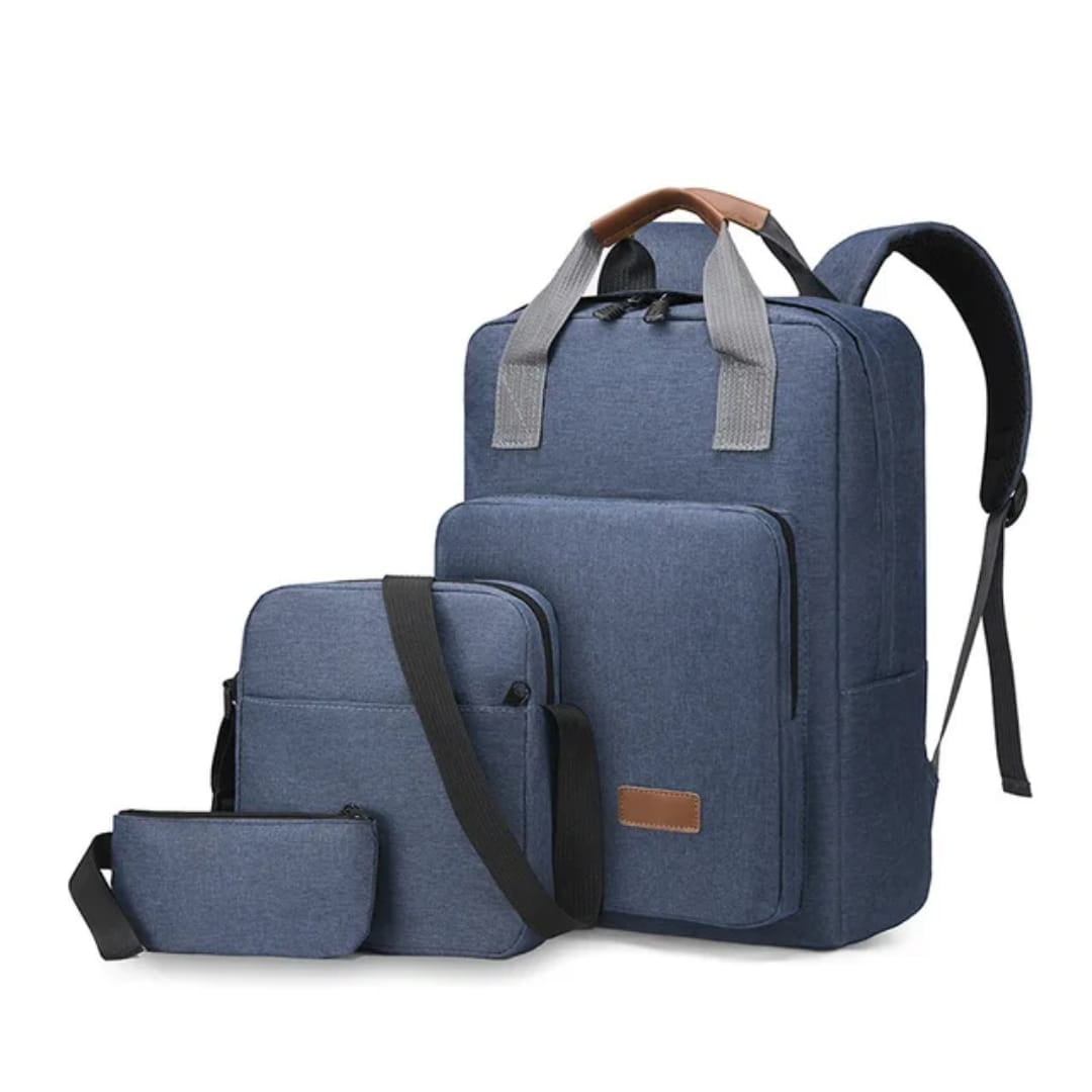 Set De Mochila 3 En 1 Azul (mochila, Bandolera Y Estuche)